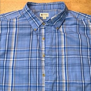 Haggar Clothing men’s 2XLT blue plaid casual shirt